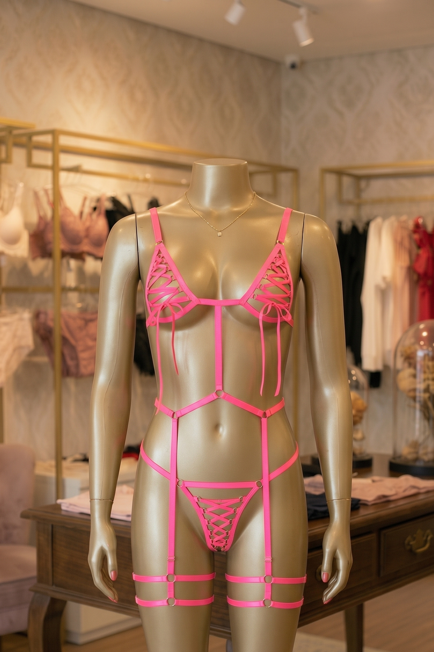 Sweet Pink Lace-Up Set