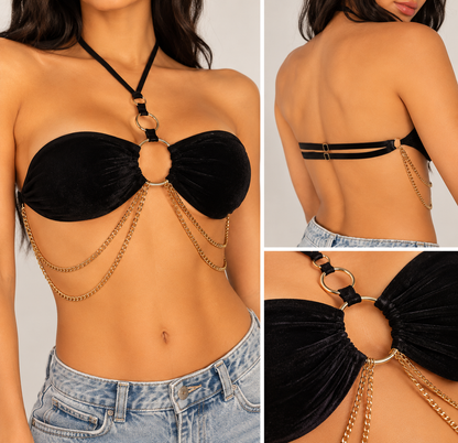 MIA – Black Chain Detail Halter Top